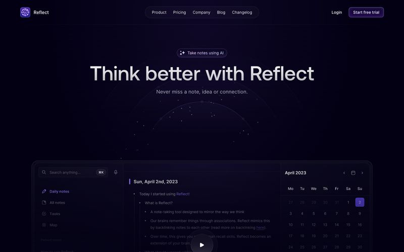 Reflect Notes preview