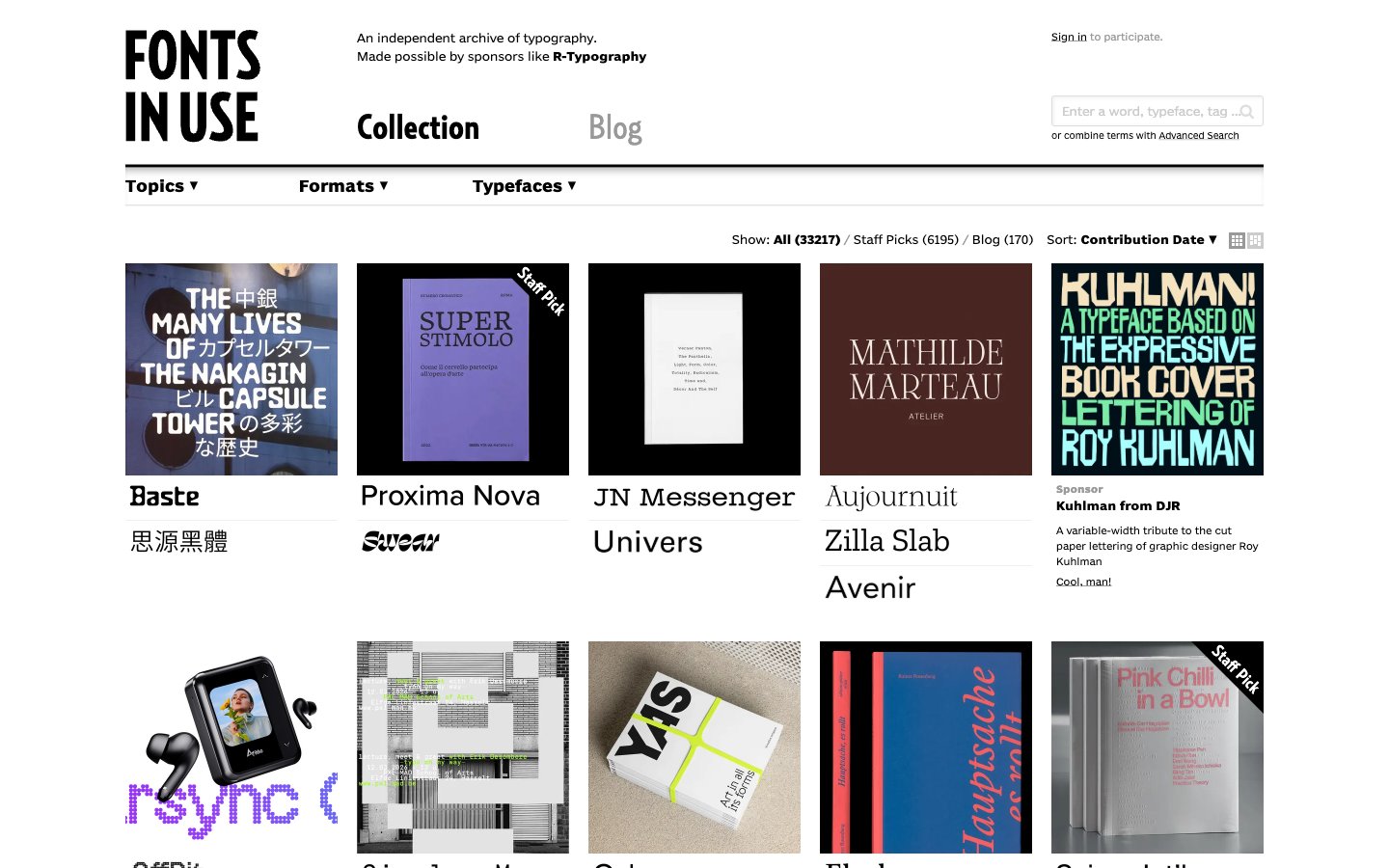 Fonts In Use captured reference