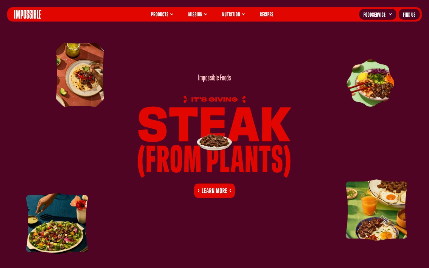 Home page | Impossible Foods captured reference
